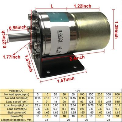 37 mm de diamètre boîte de vitesses Grand moteur de réduction de couple Durable pour une longue période 12V 150rpm
