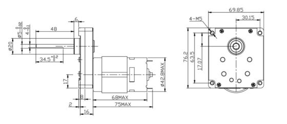 Moteur à courant continu 12V 24V 21,1W à courant continu brossé