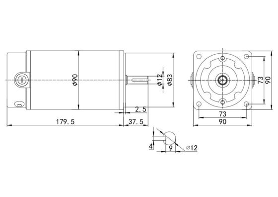Moteur à courant continu à brossage professionnel de 12V 24V à 3000 tr/min 90mm 65dB pour les applications à grande vitesse