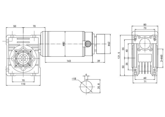 Moteur électrique à courant continu 12V 24V pour machine à angle droit