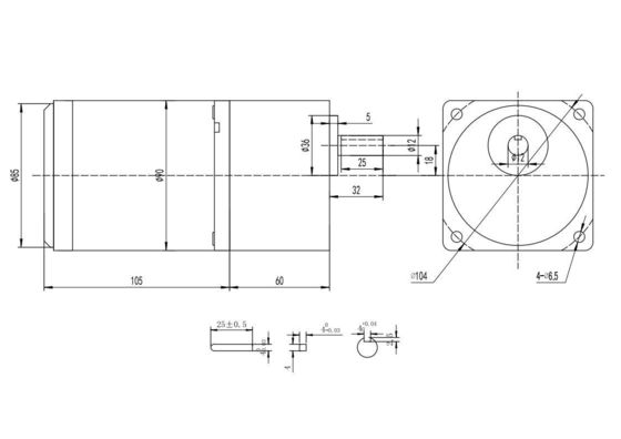 Vitesse réglable 60mm 24v 5w Moteur à courant continu brossé facile à utiliser YLP 80BL-154-3