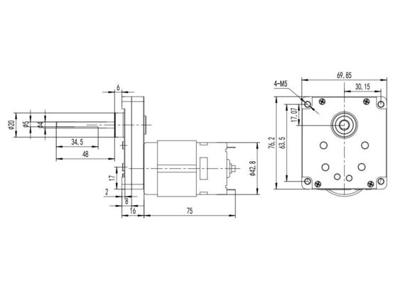 Moteur à engrenages de 42 mm 12V 24V moteur à engrenages carrés Spur Brushed DC Motor à couple élevé
