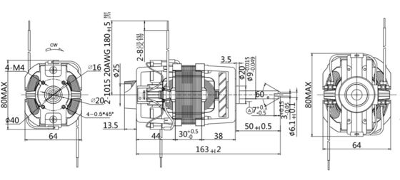 110W 12000 tours par minute 220V moteur universel à courant alternatif 76 mm moteur électrique à phase unique 70 dB avec 76 mm