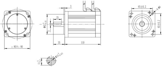 Moteur électrique à courant continu sans balai à billes de 80 mm 48V 220W YLP 80BL-154-3