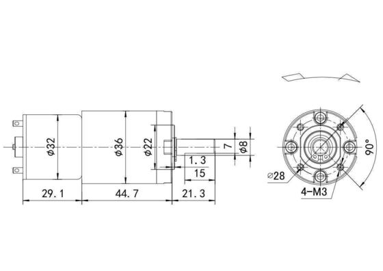 Moteur de tapis roulant à courant continu de 36 mm, à faible bruit et couleur noire 12V 24V