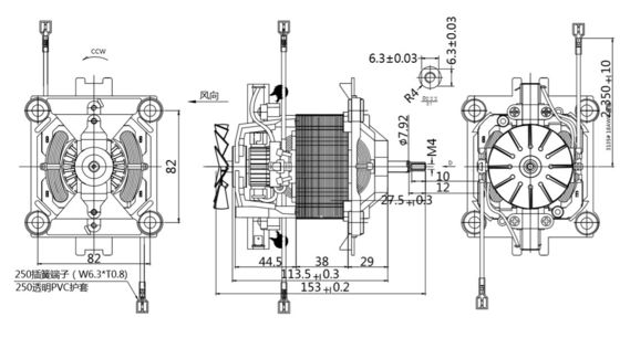 Moteur asynchrone 88mm 110w 110v 10000rpm Moteur électrique AC à roulement à billes à couple élevé