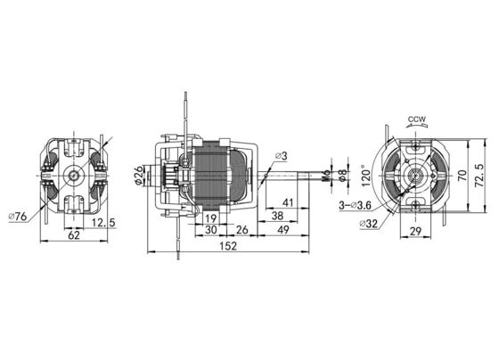 Type d'arbre Arbre fileté 110V 220V moteur de tapis roulant universel 50/60Hz moteur de courant alternatif 76mm