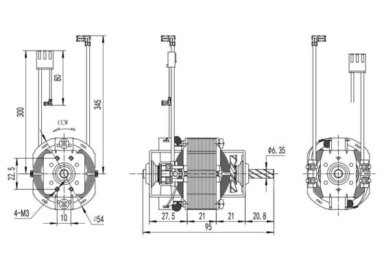 Vitesse 54 mm Moteur de diamètre entièrement fermé Moteur universel AC pour tapis roulant 110v 220v