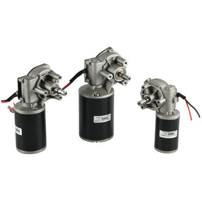 Moteur à engrenages en courant continu de 76 mm 12 V 200 W Arbre à angle droit 80 tours par minute Boîte de vitesses à ver de 90 degrés