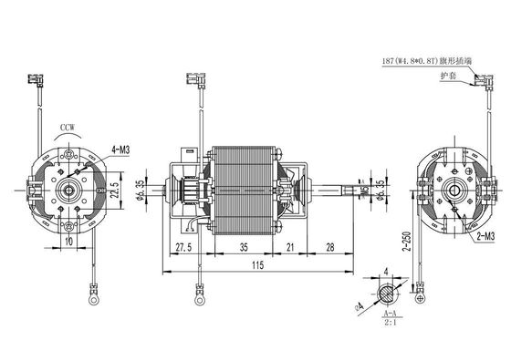 Moteur universel à roulement à billes de 63 mm AC 11000 tours par minute 110v 220v 100w pour tapis de course à grande vitesse