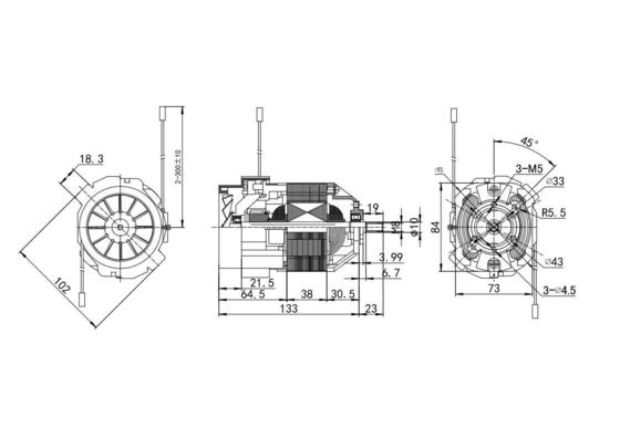 220w 230v AC moteur universel 93mm moteur de tapis roulant avec moteur synchrone non inductif