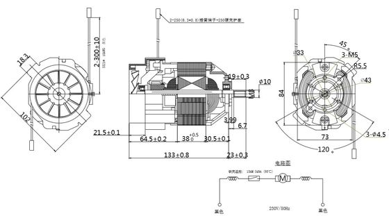 Moteur de tapis roulant de 93 mm entièrement fermé de 10000 tr/min 230 V avec direction de rotation CCW et CW