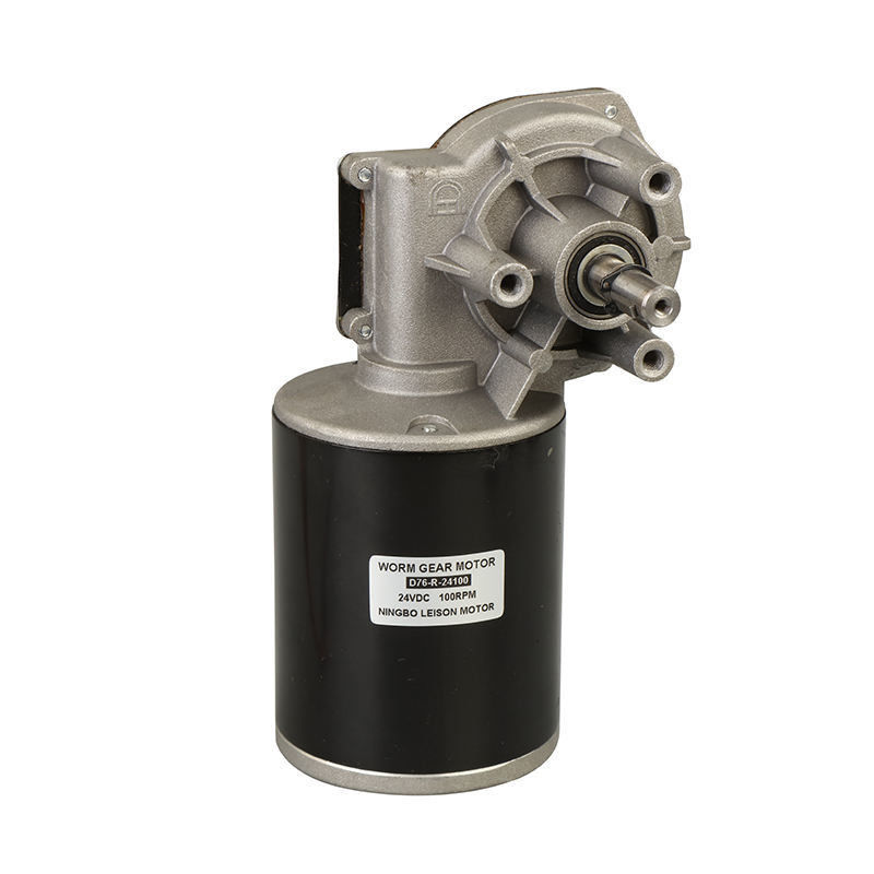 Moteur à engrenages en courant continu de 76 mm 12 V 200 W Arbre à angle droit 80 tours par minute Boîte de vitesses à ver de 90 degrés